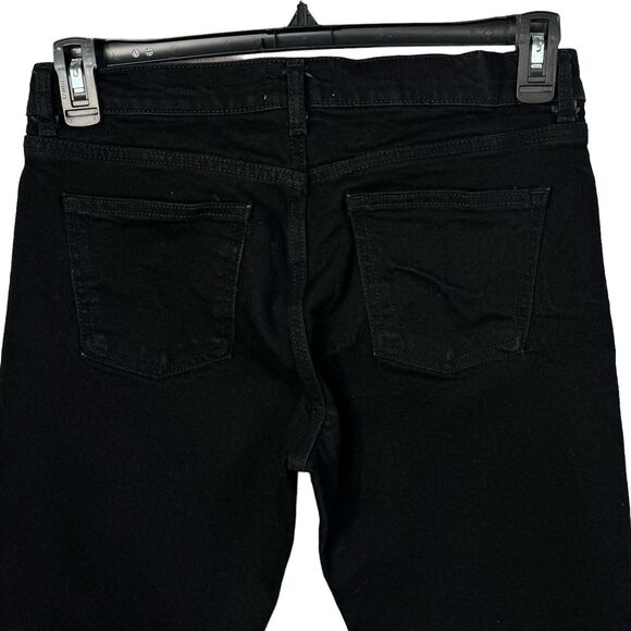 Zara SZ 6 The Disco Pant Jeans Mid-Rise Frayed Hems Zip-Fly Bootcut Black Womens - Picture 5 of 8